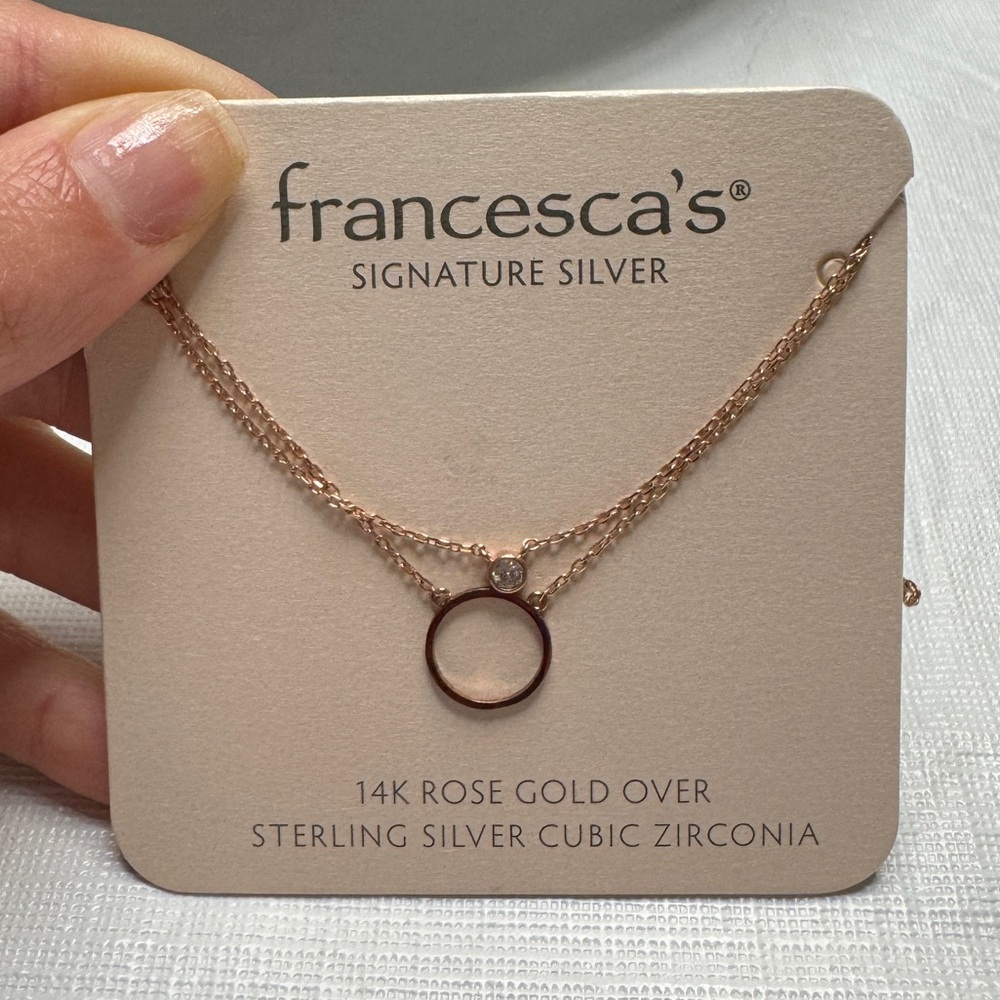 Francesca's Rose Gold Circle Double Layer Necklace